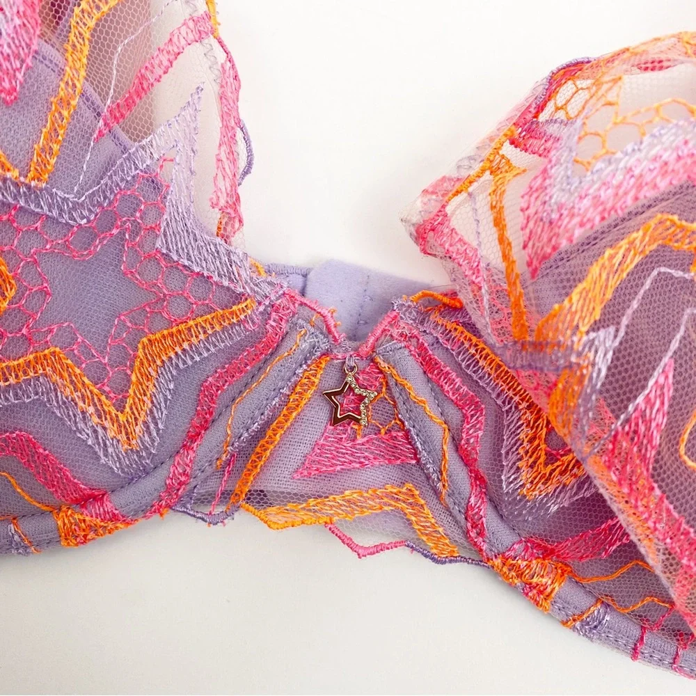 Savage X Fenty Shining Star Embroidered Lace Unlined Demi Bra